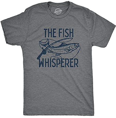Funny Fishing Shirt for Men – The Fish Whisperer Graphic Design – Soft Cotton Blend Tee – Lake Life Gift for Fishermen Dads and Outdoor Enthusiasts Grey XL