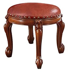 FOGUO Sitzbank Sitzhocker aus Holz, Sitztruhe Holz Outdoor, Sitzpuff Rund Leder, Massivholzgestell, Einfache Handhabung