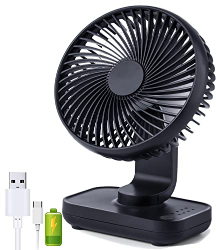 Panlom Ventilateur de Table 4 Vitesses Silencieux Variable à 90° Mini Ventilateur de Bureau USB Rechargeable Parfait pour Chambre à Coucher (bleu foncé)