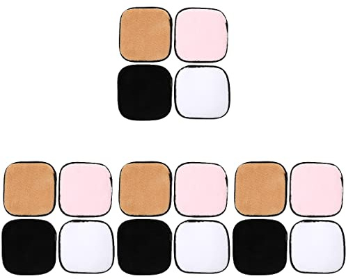 SHERCHPRY Foundation Sponge Reusable Makeup Remover Pads, 16 Pcs Microfiber Makeup Remover Cloth, Washable Makeup Remover Cloth for Face Eyes Lips Skin Cleansing Eye Makeup Remover Pads