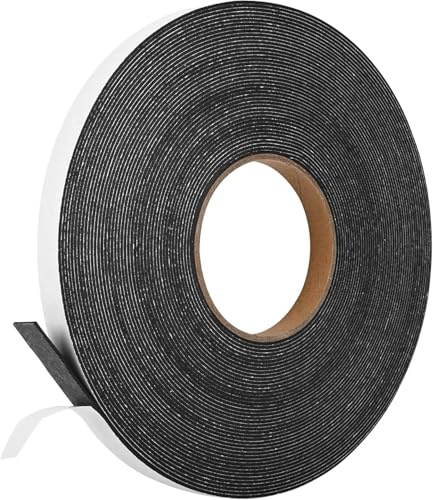 Kikerike Self Adhesive Foam Tape Weatherstrip 1/2In x 1/16In x 66Ft High Density Foam Insulation Strips Seal Weather Stripping with Strong Adhesive for Door and Window Sound Isolation Soundproofing