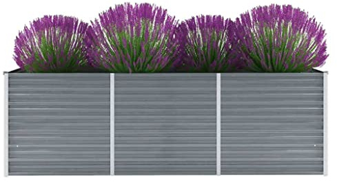 WIFESE Lit SuréLevé De Jardin Acier Galvanisé 240x80x77 Cm Gris Jardinieres Exterieur Jardiniere Bois Jardiniere Balcon Carré Potager Bacs ã Fleurs Rectangulaire