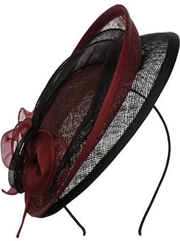 LIERYS Costema Fascinator Anlasshut - Elegant & schick - Seiden-Kopfschmuck für Damen - Made in Italy - Frühjahr/Sommer Bordeaux One Size