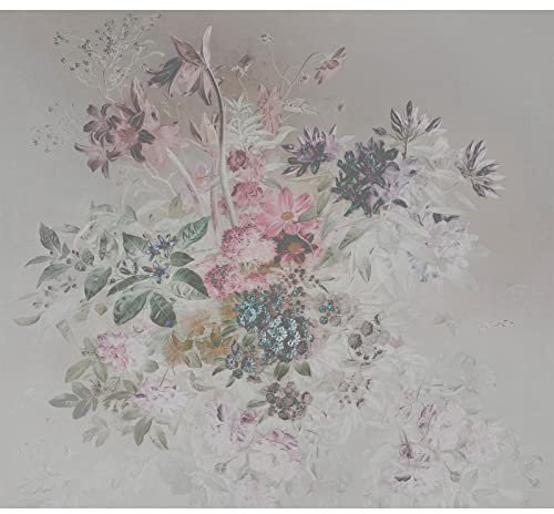 BRICOFLOR | Pastell Tapete floral | Skandinavische Fototapete mit Blumen im Stillleben Stil | Nordische Vliestapete mit Gemälde Motiv in Hellgrau für Schlafzimmer | 300 x 270 cm