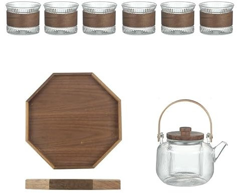 Jarras Tetera de cristal for hacer té, juego de té doméstico resistente a altas temperaturas, estufa eléctrica de cerámica, tetera con mango, juego de tetera Jarra de Vidrio(Color:B)