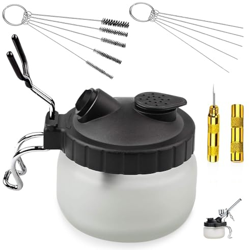 Nizirioo Set di 4 detergenti per aerografo, con contenitore di pulizia e set di spazzole in nylon e ago in acciaio inox, set di attrezzi e alesatore aerografo, accessori professionali per aerografo
