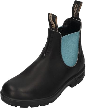 Blundstone Boots Originals 500 Serie 2207 - Botas de esquí, color negro y verde, Piel negra con elástico verde azulado, 43.5 EU