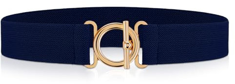 Amaxiu Damen Elastischer GüRtel, Elastisch Unsichtbarer Stretch DamengüRtel Mit Goldener Flacher Schnalle Schmaler TaillengüRtel FüR Jeans Hosen Kleider(Dunkelblau)