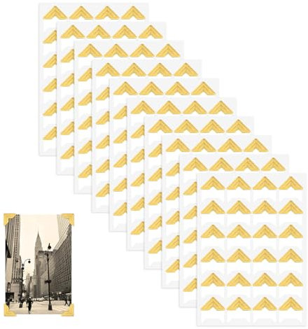 Abeillo 240 Pcs Photo Corners Gold, Self Adhesive Photo Corners for Scrap Book, Photo Mounting Stickers, Decorative Picture Edge Stickers for Albums, Scrapbook, Journal