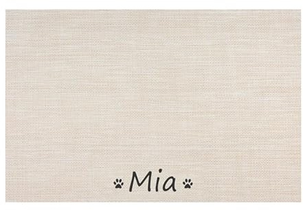 Hundefuttermatte mit Namen, Hundematte für Futter und Wasser, personalisierbar, Beige, 30 x 45 cm
