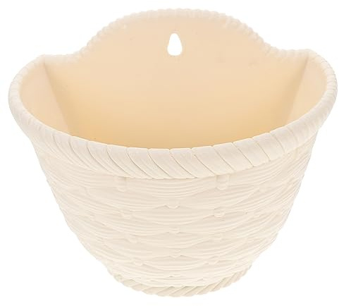 Mipcase Fioriera da Parete Salvaspazio in Plastica Beige Intrecciata a Muro dal Design Moderno, per Piante da e Balcone Elegante