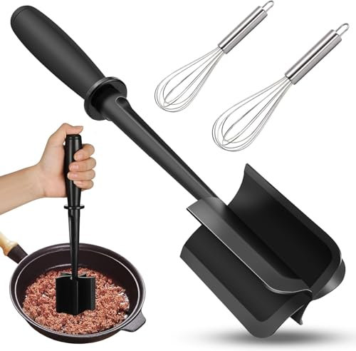GZqiancang 1 Piezas Picador de Carne Molida, Triturador Multifuncional Resistente Al Calor con 2 Piezas Batidor Varillas Acero Inoxidable para Carne de Hamburguesa, Carne Molida