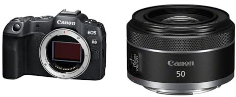 Canon EOS R8 Appareil Photo (Hybride Plein Format 24M Pixels, 40im/Sec, CMOS AF Dual Pixel, vidéo 4k 60p, WiFi) sans Objectif, Noir & RF 50mm F1.8 STM