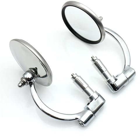DZSQHDSAF Motorrad Spiegel Motorrad Chrome Aluminium 7/8 22mm Griff Bar End Side Rückansicht Spiegel Offroad Universal Für Kawasaki Seite Rückspiegel