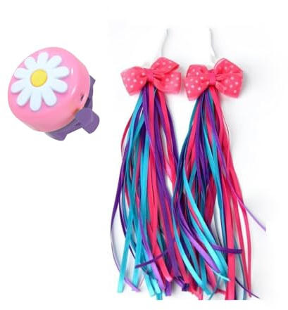 SVNR Bicycle Tassel Streamer, Purple Bicycle Streamers with Bike Bell for Kids, Bike Handlebar Streamers, Bicycle Grips, Moto Ribbons - Multi Colored Party Decorations for Birthday Parties, Weddings
