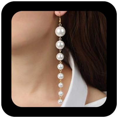 Cybche Boho Lange Perle Quaste Ohrringe Gold Perle Baumeln Ohrringe Perle Tropfen Ohrringe Braut Perle Ohrringe Hochzeit Perle Kette Ohrringe Schmuck Für Frauen