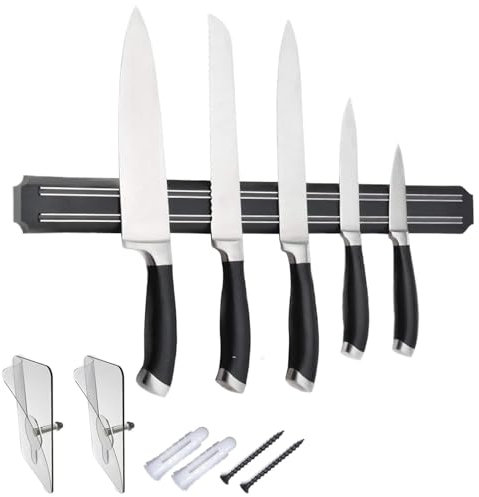Puncools Magnetleiste Messer,55cm Messerhalter Magnetisch,Messer Magnetleiste Mit Extra Starkem Magnet Holz für Utensilien und Werkzeuge