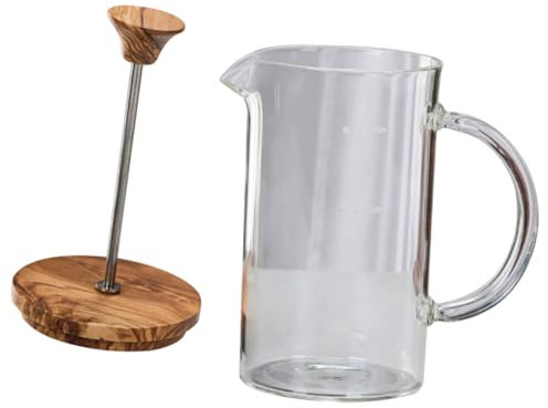 Cabilock Prensa De Café De Vidrio Borosilicato 400 Ml Filtro De Acero Inoxidable y Tapa De Bambú, Prensa Manual Resistente Al Calor Para Uso Doméstico, Práctica Cafetera Francesa Para Cocina y Oficina