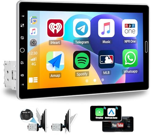 [Upgrade] CAMECHO 10.1 Pollici Stereo 1 DIN con YouTube Carplay Wireless Android Auto, Autoradio con Schermo, Vivavoce Bluetooth 5.2, FM/RDS/AM Radio, Mirror Link, Supporta USB/TF card/Aux-in