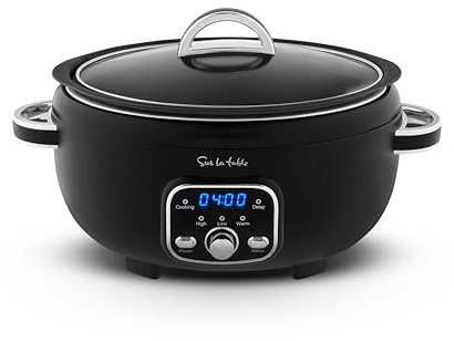 Sur La Table SLT16010BLK Core 3.5 Litre Digital Slow Cooker for Stews and Casseroles, Digital LED Screen, 3 Temperature Functions, Removable Aluminium Pot, Energy Saving, 200W, Black