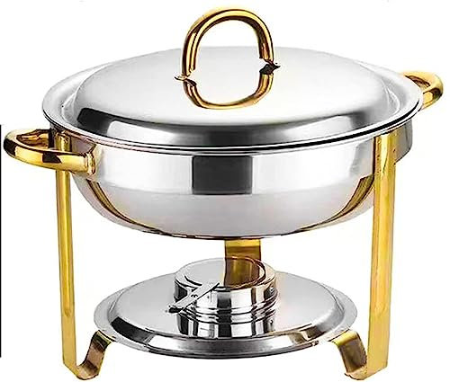 Buffet-Serviergeräte zum Erwärmen von Speisen – Buffettabletts mit Deckel, Portionskontrolltabletts, Buffetwärmer für Tische, Speisenwärmer für Servierwagen, Portions (Silver Round-55*45.5cm)