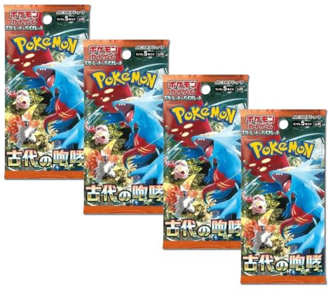 Pokémon TCG Ancient Roar Booster Packs x4 | Japanska Pokemon Paradox Rift Packs | Japanska Pokémon Boosters | Titan autentiserad