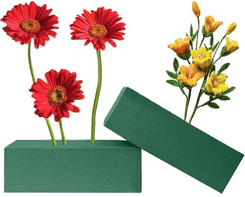Caelura 2 Stück Blumensteckschaum Rechteckig 23 x 10.5 x 7 cm, Steckschwamm für Blumengestecke, Steckmasse für Kunstblumen, Grüner Blumen Schaumstoff Block