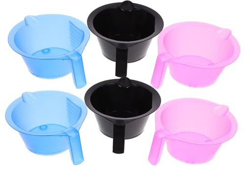 COMPUKAS Ciotole Per Tintura Chioma Professionali 6 Pezzi Trasparenti in Abs Bilancia Integrata Fondo Triangolare Kit Per Centri Di Bellezza Colorazione Mèches Stabile e Pratica