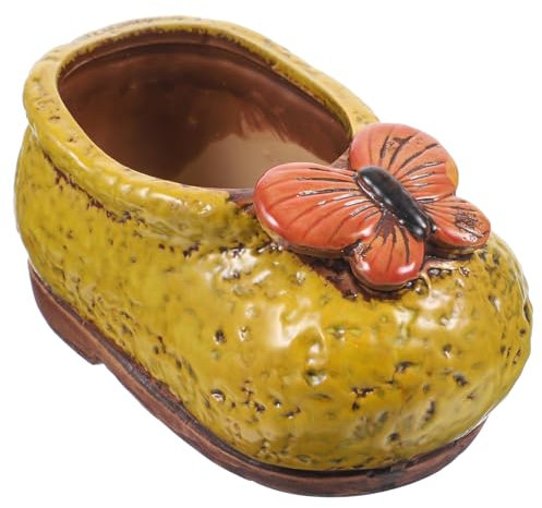 TOYANDONA 1Pc Boot Shaped Flower Planter Ceramic Succulent Pot Decorative Bonsai Container for Garden Balcony Home Unique Shoe Design for Use