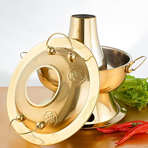 Olla Caliente China De Cobre, Ideal Para Fiestas En Restaurantes Y Casas, Olla Sopera De Carbón, Utensilios De Cocina, Olla Para Cocinar Al Aire Libre, Estufa De Picnic, Fondue China, Dorada, Diámetr