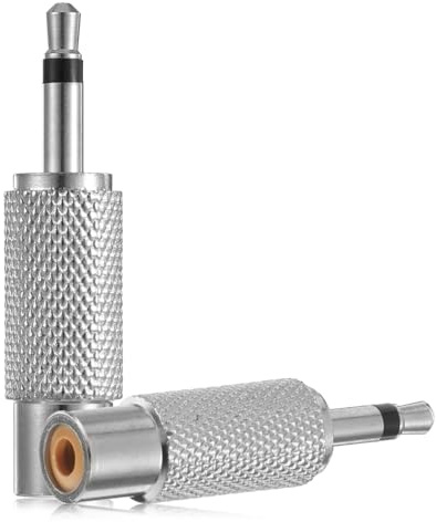 Exircy 2 Packs RCA to AUX, 1/8 Mono Plug Male to RCA Female Jack Adaptor (Silver, 2-Pole)