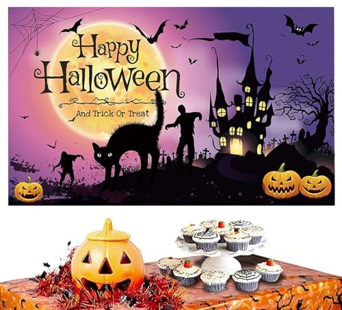 Halloween Wandhintergründe 180 x 110 cm Kürbismuster Banner-Requisiten | Halloween Dekorationen für Schule, Club, Laden, Restaurant, Wohnheim, , Garage, Zimmer, Zuhause, Wand