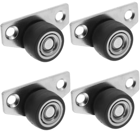 4 Stück Kleiner Lenkrollen aus Eisen und Tpr, Silber, Seitlich