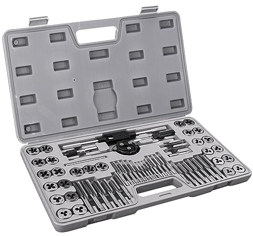 PFXNGMS Set di 60 Maschi e filiere in Acciaio per Cuscinetti, Misure metriche e in Pollici, per filettature Grosse e Fini, Utensili manuali