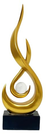 Kamanan Sculture Fiamma, Scultura moderna della fiamma con sfera di vetro per soggiorno, Sculture d'arte astratta, decorazione per sala da pranzo, tavolino da caffè, armadietto del vino, ufficio