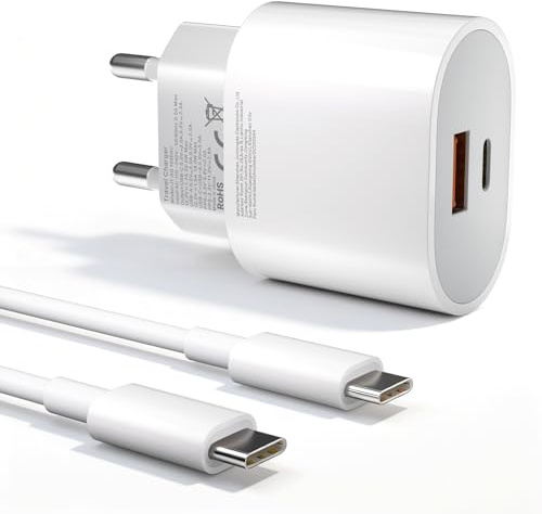 Chargeur USB C 20W pour iPhone 16 17 15 14 13 12 Pro XS XR 8 7 6S Plus Mini SE, Prise Rapide USBC Adaptateur Secteur Type C PD+QC Double Mural Prise Bloc iPhone Prise Secteur USB C Adapteur Chargeur