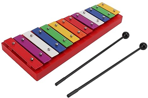 AKLOSIPY Buntes 13-Zoll-Glockenspiel mit Holzrahmen – Professionelles Glockenspiel aus Aluminium für die Musikalische Erkundung von Kindern
