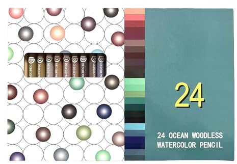 Gramigg Aquarellstifte, wasserlöslich, holzlos, zum Ausmalen, Malen, Kunst, Illustrationen, Kartenherstellung, mischbare Aquarellfarben, 24 Stück