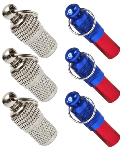 Alasum 6 Stück Haustier Identifikationsanhänger aus Metall mit Ring Große Adressanhänger für Hundehalsband und Katzenhalsband Blaue und Goldene Haustiermarken für Outdoor