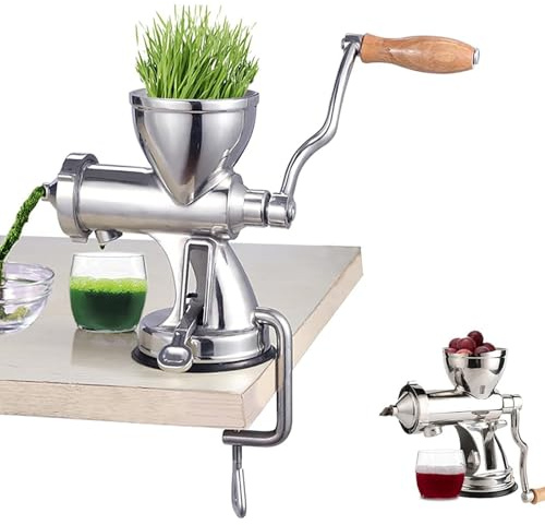 Presse à Herbe De Blé Manuel, Presse Ménagère En Acier Inoxydable Avec 2 Méthodes De Fixation Et Rendement élevé En Jus, Conception Amovible Facile à Nettoyer Pour Le Céleri, L'aloe Vera, Le Chou Et L