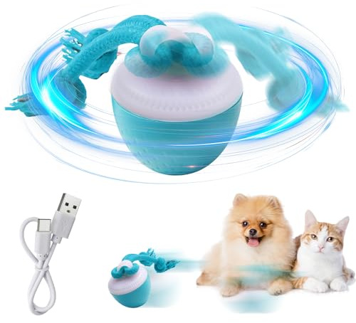 TZQFROCE Interaktives Hundespielzeug Ball, Elektrisch Hundeball Automatisch Rollender mit LED-Lichtern, Hundespielzeug Intelligenz, Neu Interaktiver Spielball mit 3 Modi für Kleine Hunde Welpen