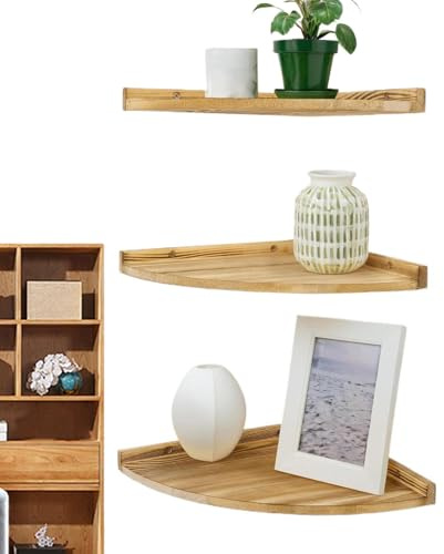 Siuwddee Floating Corner Shelf 3-Tier Wall Mounted Corner Shelf