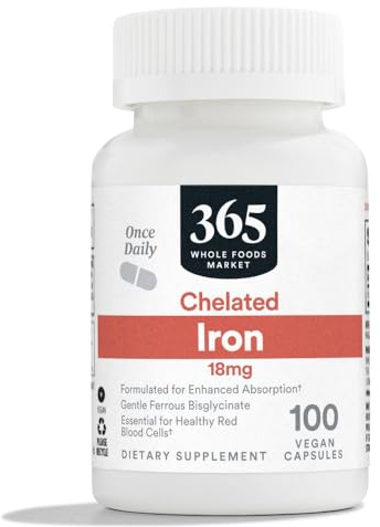 365 by Whole Foods Market, Chelated Iron 18mg, Vegan, 100 Capsules