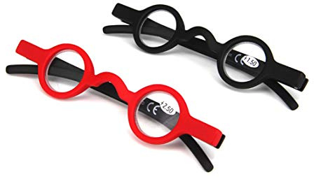 Inlefen Mini Lesebrille 2er Pack Federscharniere Retro Runde Lesebrille
