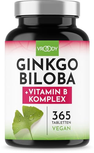 Ginkgo Biloba 6000mg pro Tablette, 365 Stück - Preis-Leistungs-Sieger + B-Vitamin Power Komplex, ohne Zusätze, Laborgeprüft, made in Austria, Vitamin B12 trägt zur Verringerung von Müdigkeit bei