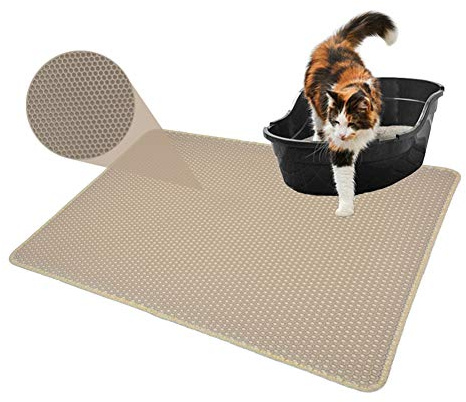 Nwayd Katzenklo Matte，Streufangmatte，Waben-Doppelschicht-Design Wasserdichtes，urinbeständiges Material，Leicht zu reinigende Streukontrolle，Erhältlich in 12 Größen und 10 Farben.beige-30 * 30cm