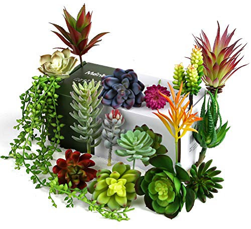 Artificial Succulent Plants 16 Pack - Meneco Faux Succulents Artificial Plants Lifelike Fake Succulent Plants Unpotted