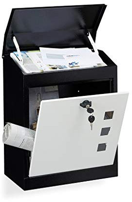 KONGY Briefkasten Wandmontage Abschließbar Briefkasten Wetterfest Draußen Modern Einfach Schwarz-Weiss Briefkasten Letterbox