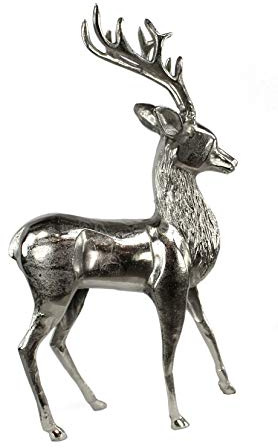 DARO DEKO Metall Rentier Silber glänzend 27 x 43cm