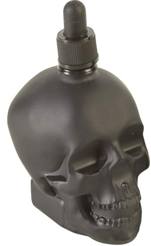 Cocktail Bouteille Crâne Tête de Mort Noire Compte-Gouttes Essences Aromatiques Pipette Rechargeable Dropper Skull Design (3 tailles disponibles) (120 ml)